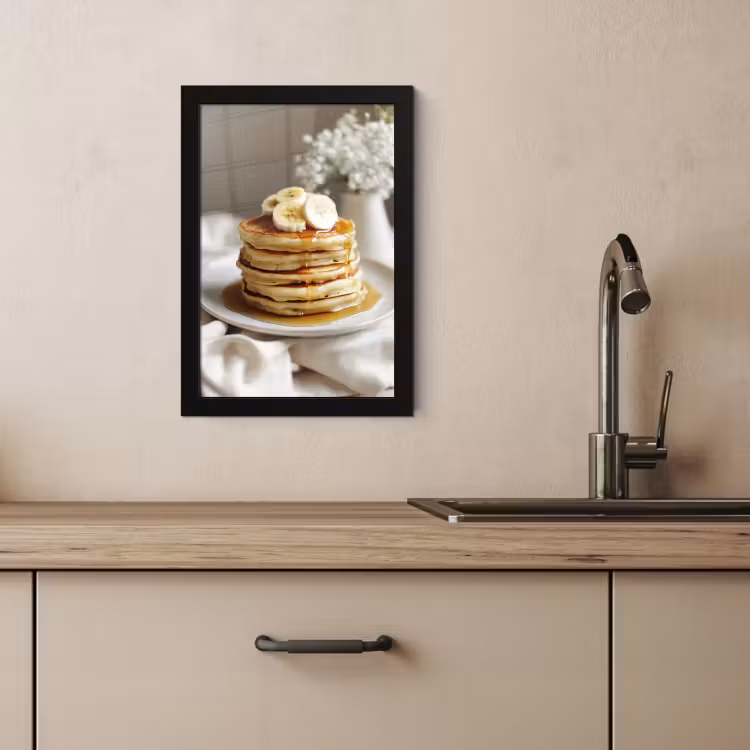 Poster met lijst - Pannenkoeken - Banaan - Siroop - Wit - Beige — 4