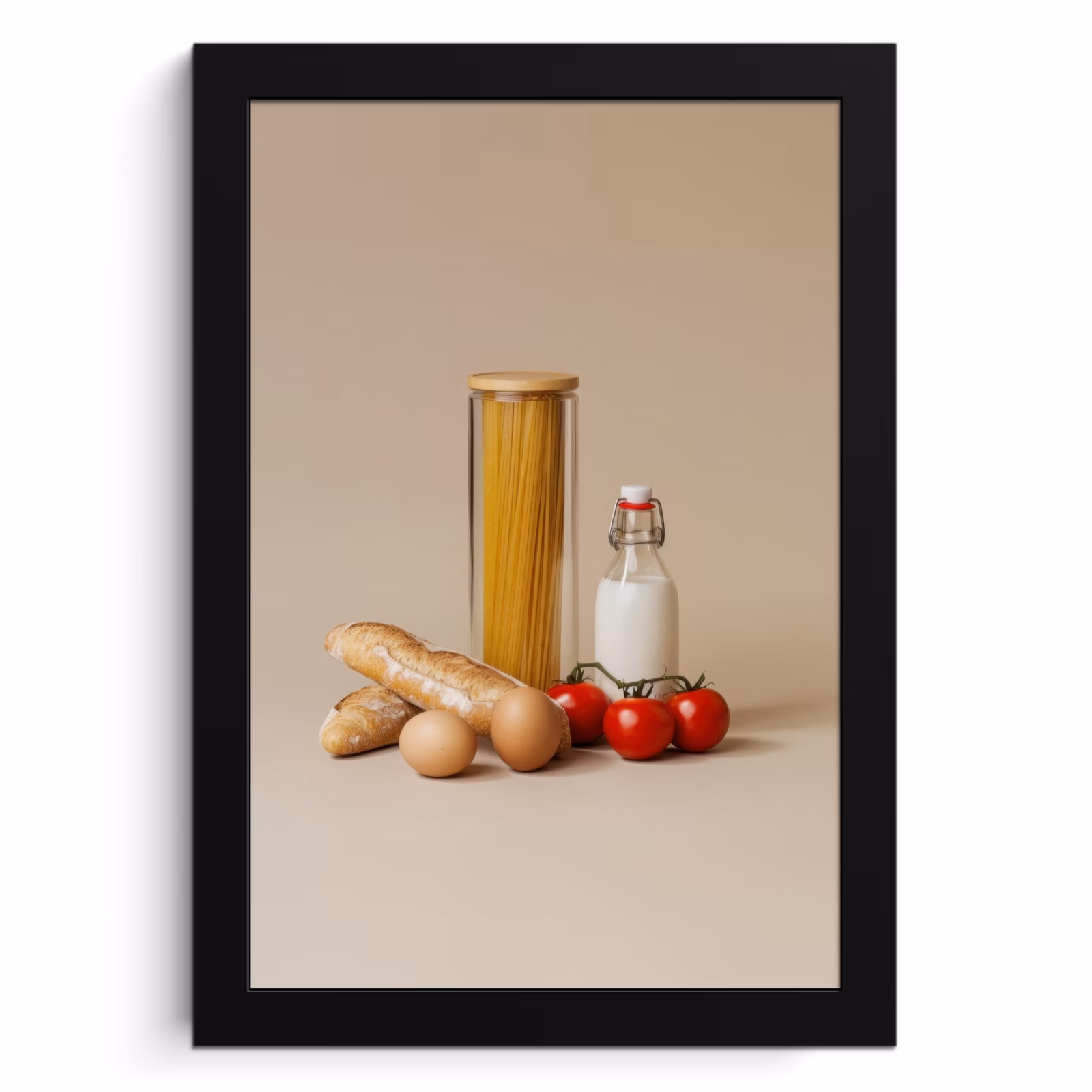 Poster met lijst - Spaghetti - Melk - Tomaten - Eieren - Brood — 1