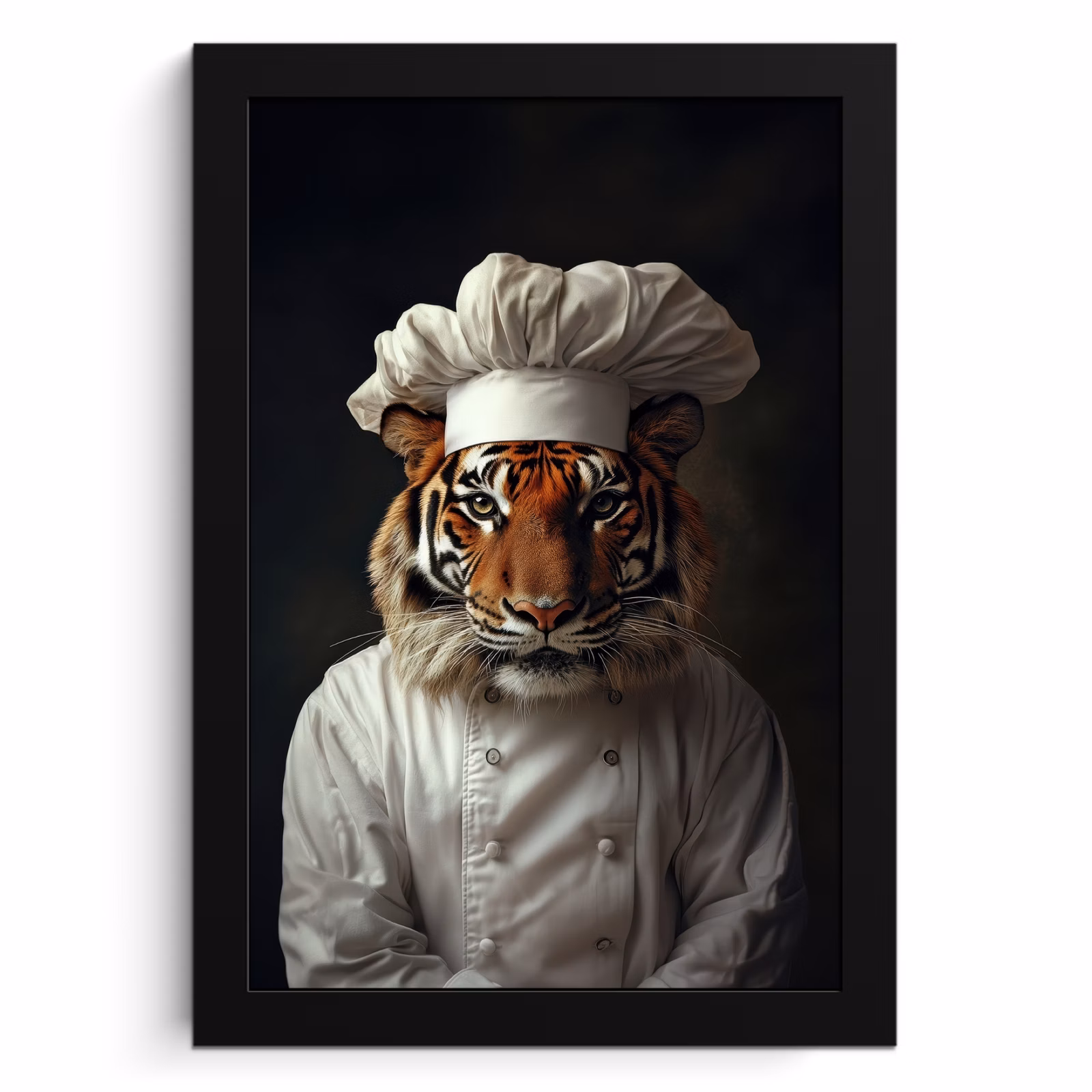 Poster met lijst - Tijger - Kokskleding - Bruin — 1