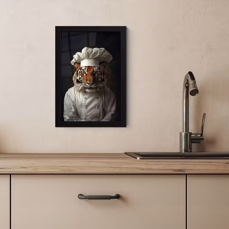 Poster met lijst - Tijger - Kokskleding - Bruin — 4