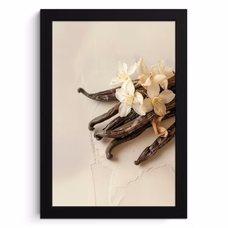 Poster met lijst - Vanille - Bloemen - Beige — 1
