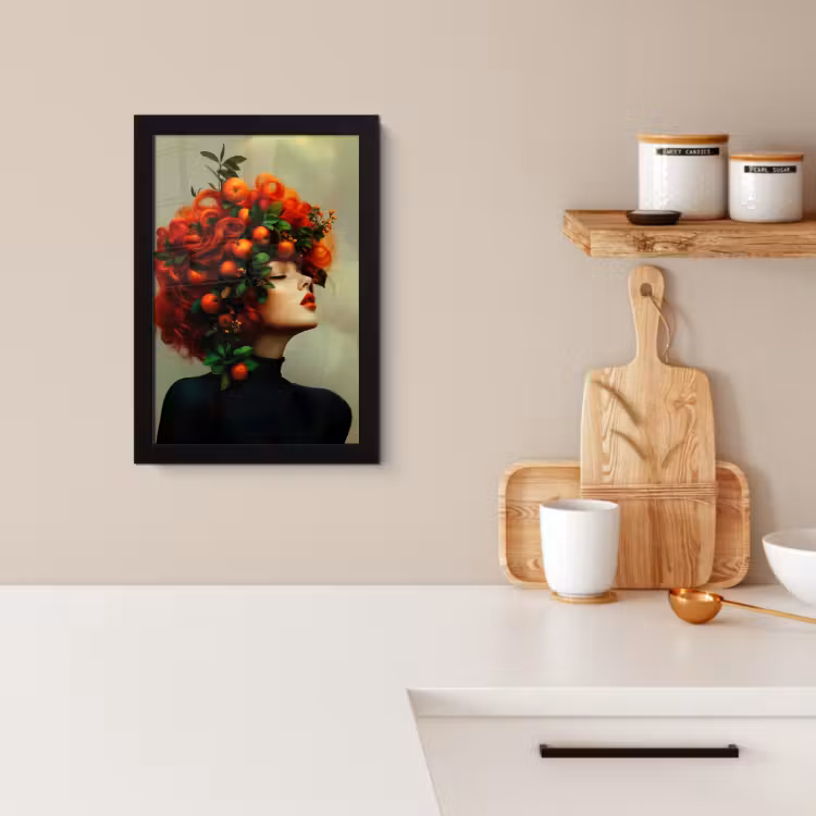 Poster met lijst - Vrouw - Appels - Rood - Bladeren — 2