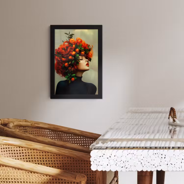 Poster met lijst - Vrouw - Appels - Rood - Bladeren — 3