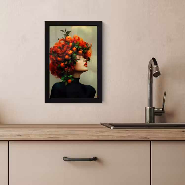 Poster met lijst - Vrouw - Appels - Rood - Bladeren — 4