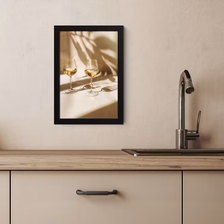 Poster met lijst - Wijn - Wijnglazen - Wit — 3