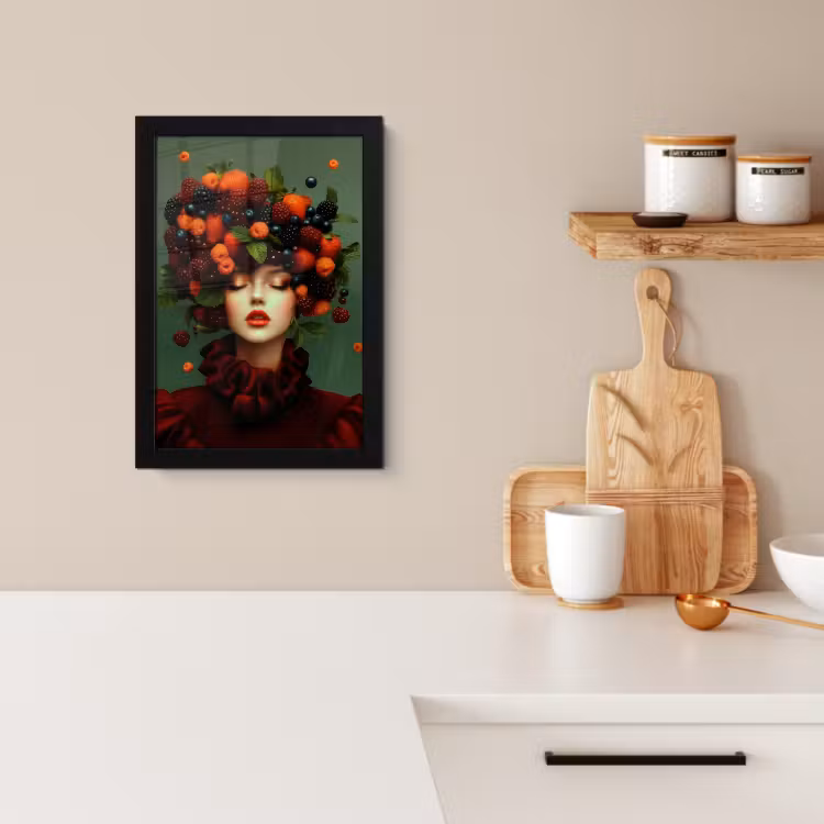 Poster met lijst - Vrouw - Aardbeien - Frambozen - Bramen - Bessen — 2