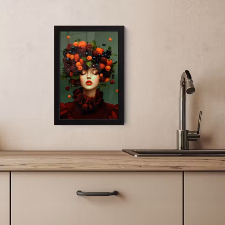 Poster met lijst - Vrouw - Aardbeien - Frambozen - Bramen - Bessen — 4
