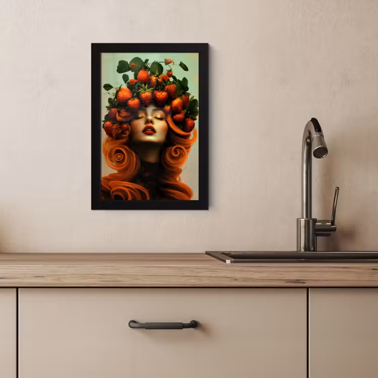 Poster met lijst - Vrouw - Aardbeien - Kroon — 2