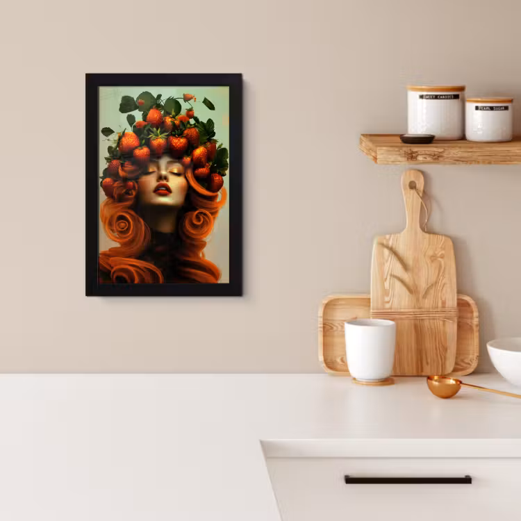 Poster met lijst - Vrouw - Aardbeien - Kroon — 3