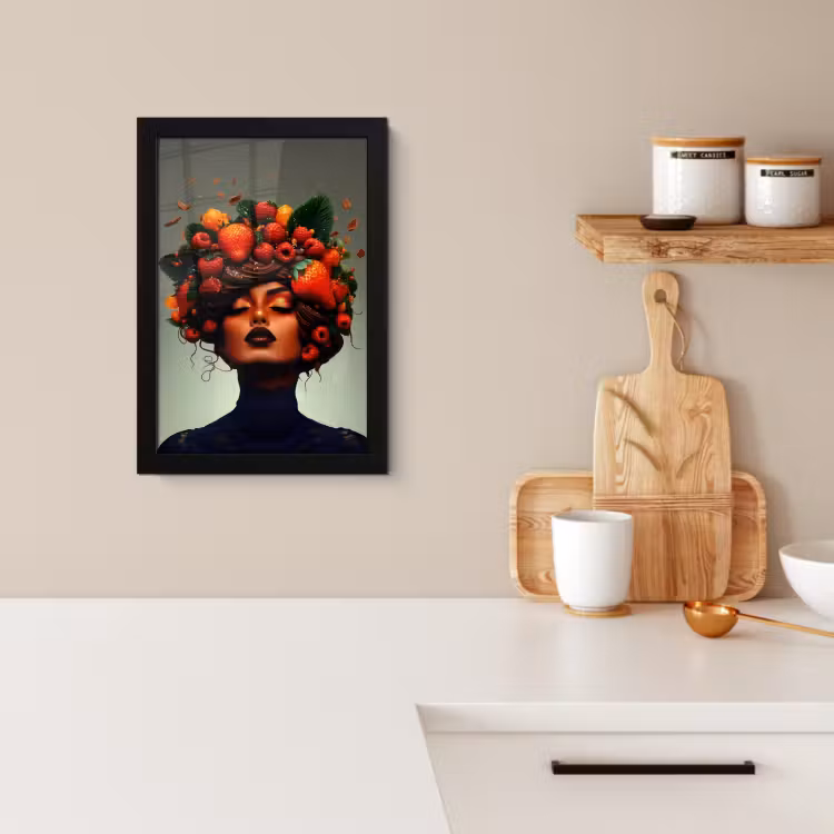 Poster met lijst - Vrouw - Chocolade - Frambozen - Aardbeien - Koekjes — 2
