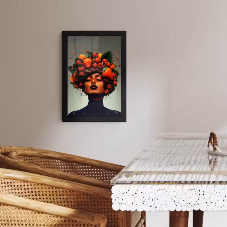 Poster met lijst - Vrouw - Chocolade - Frambozen - Aardbeien - Koekjes — 4