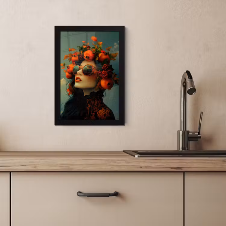 Poster met lijst - Vrouw - Granaatappel - Herfst - Zonnebril — 3
