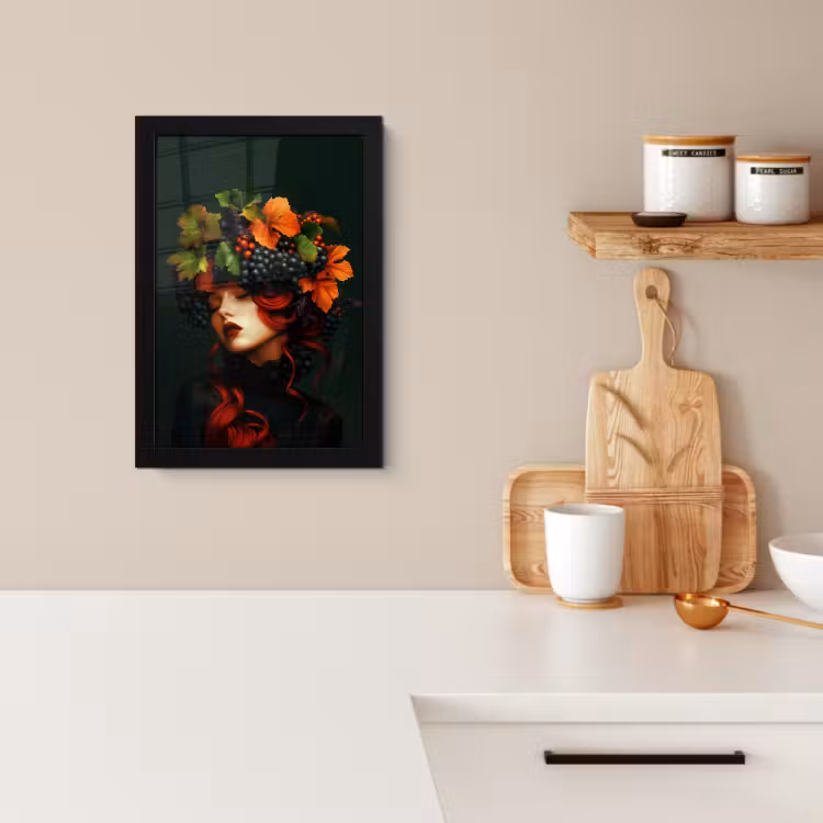 Poster met lijst - Vrouw - Rood - Groen - Druiven — 2
