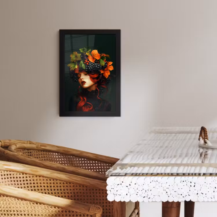 Poster met lijst - Vrouw - Rood - Groen - Druiven — 4