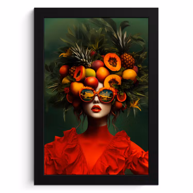 Poster met lijst - Vrouw - Vruchten - Papaja - Ananas — 1