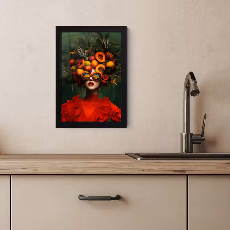Poster met lijst - Vrouw - Vruchten - Papaja - Ananas — 3