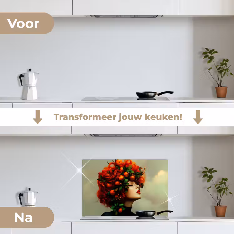 Spatscherm keuken - Vrouw - Appels - Rood - Bladeren — 7