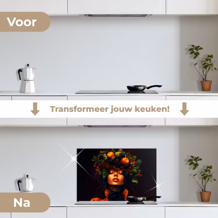 Spatscherm keuken - Vrouw - Zwart - Bessen - Bramen - Appels — 7