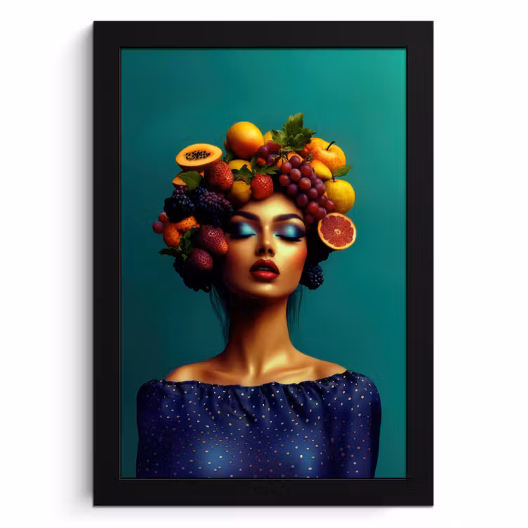 Poster met lijst - Vrouw - Hoodtooi - Tropisch - Fruit - Druiven — 1