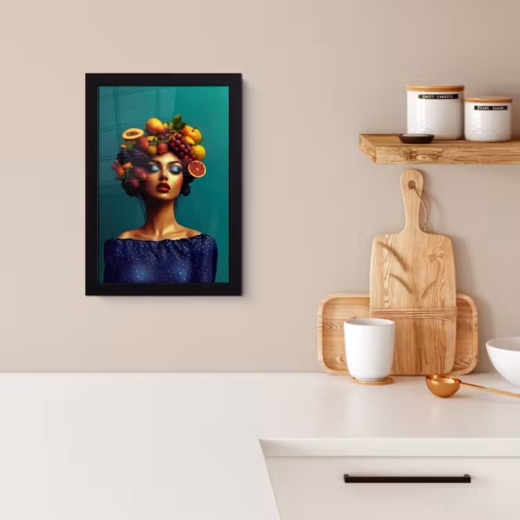 Poster met lijst - Vrouw - Hoodtooi - Tropisch - Fruit - Druiven — 2