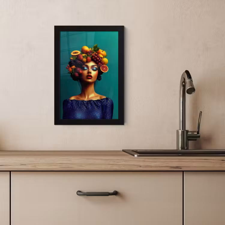 Poster met lijst - Vrouw - Hoodtooi - Tropisch - Fruit - Druiven — 3