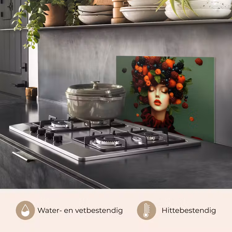 Spatscherm keuken - Vrouw - Aardbeien - Frambozen - Bramen - Bessen — 2