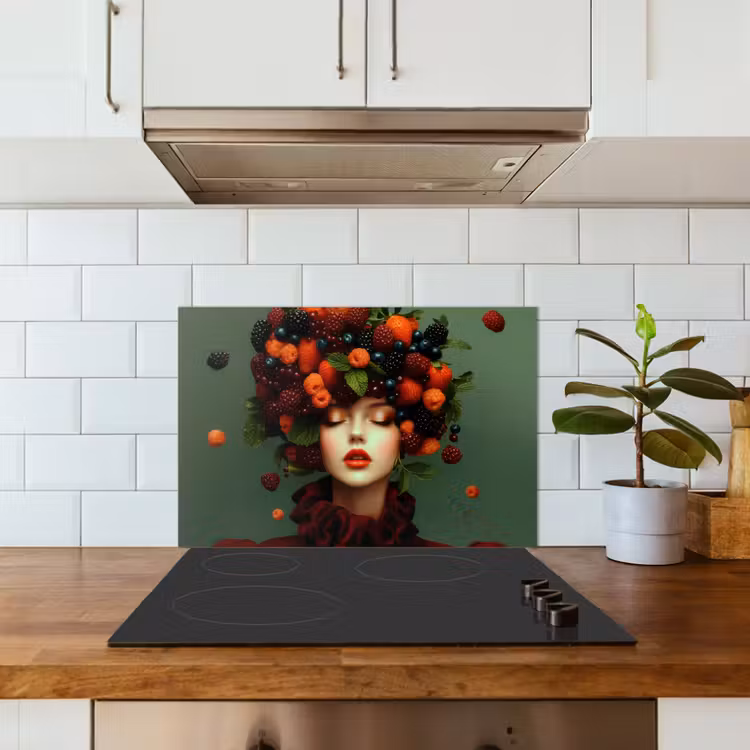 Spatscherm keuken - Vrouw - Aardbeien - Frambozen - Bramen - Bessen — 3