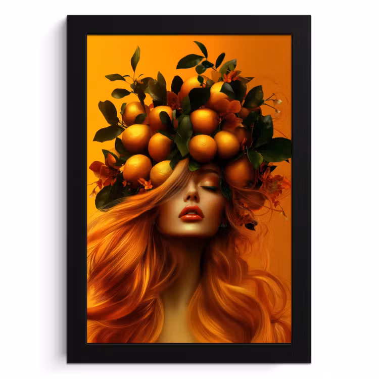 Poster met lijst - Vrouw - Citroenen - Bloesem - Geel — 1