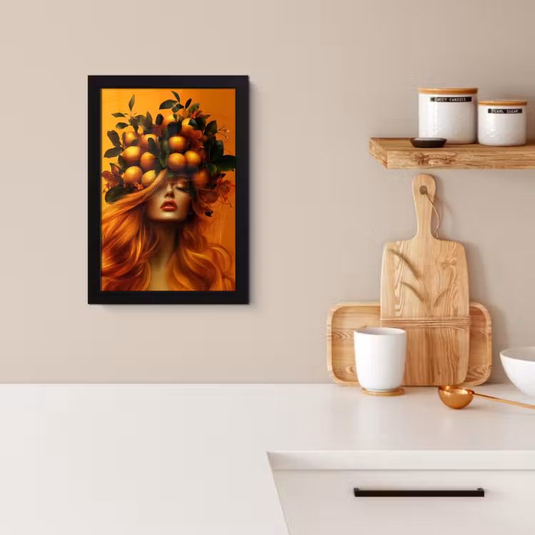 Poster met lijst - Vrouw - Citroenen - Bloesem - Geel — 2