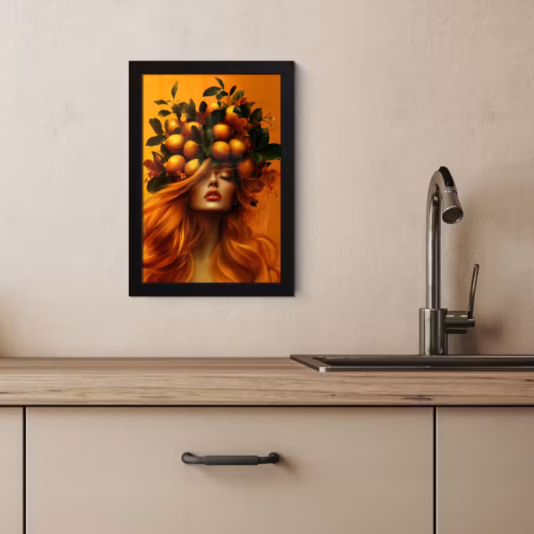 Poster met lijst - Vrouw - Citroenen - Bloesem - Geel — 4