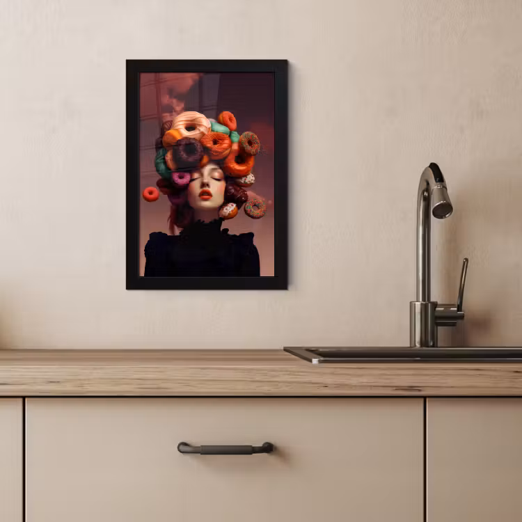 Poster met lijst - Vrouw - Donuts - Kleurrijk — 4