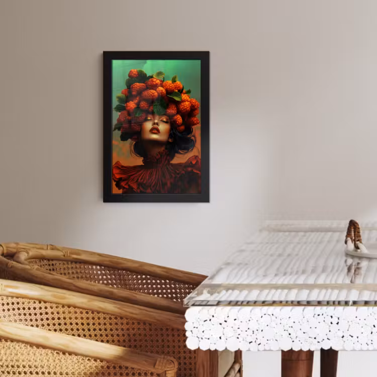 Poster met lijst - Vrouw - Frambozen - Bladeren — 3
