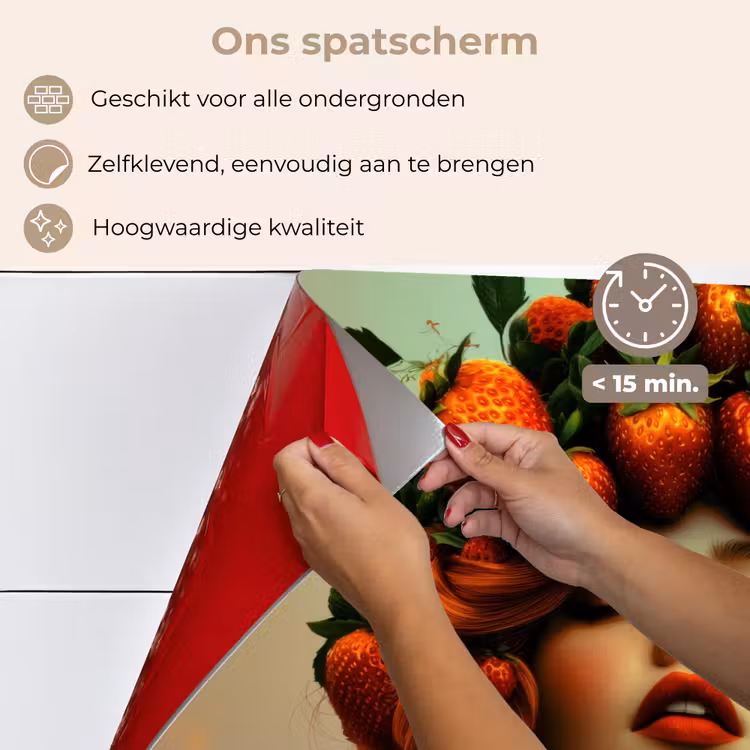 Spatscherm keuken - Vrouw - Aardbeien - Kroon — 4