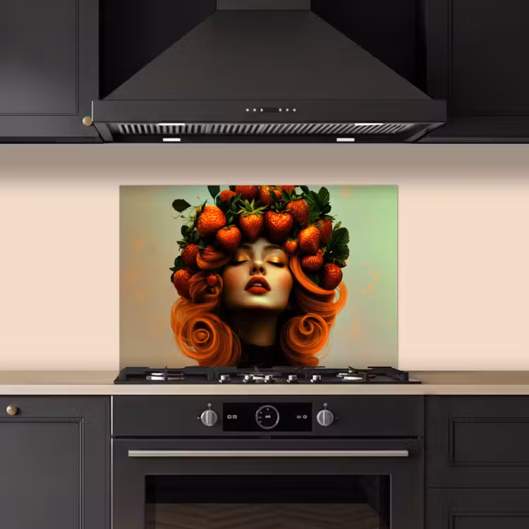 Spatscherm keuken - Vrouw - Aardbeien - Kroon — 5