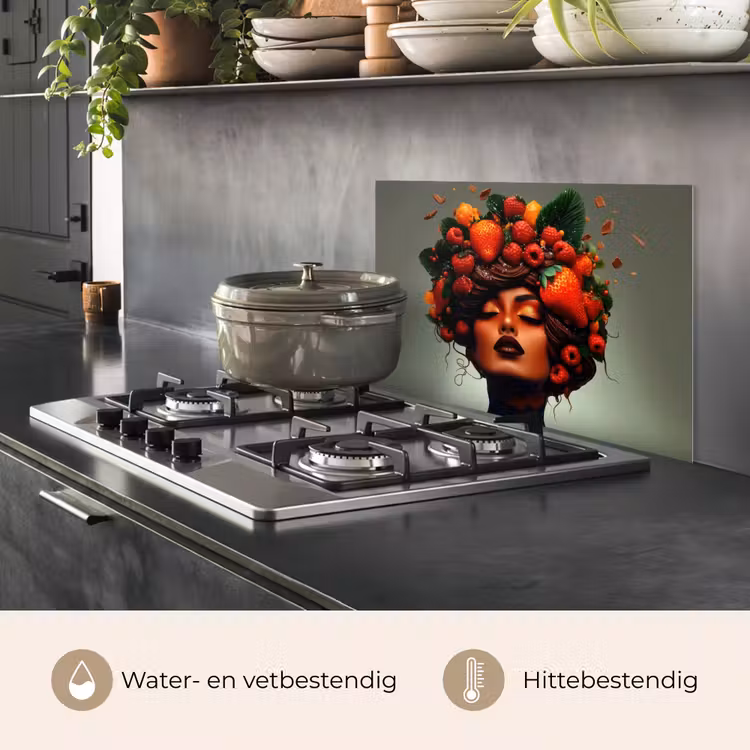 Spatscherm keuken - Vrouw - Chocolade - Frambozen - Aardbeien - Koekjes — 2