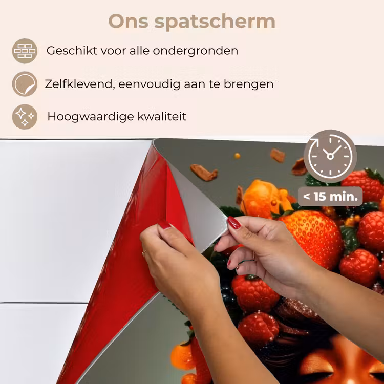Spatscherm keuken - Vrouw - Chocolade - Frambozen - Aardbeien - Koekjes — 4