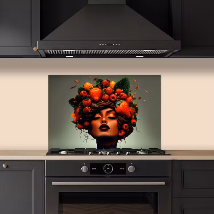 Spatscherm keuken - Vrouw - Chocolade - Frambozen - Aardbeien - Koekjes — 5