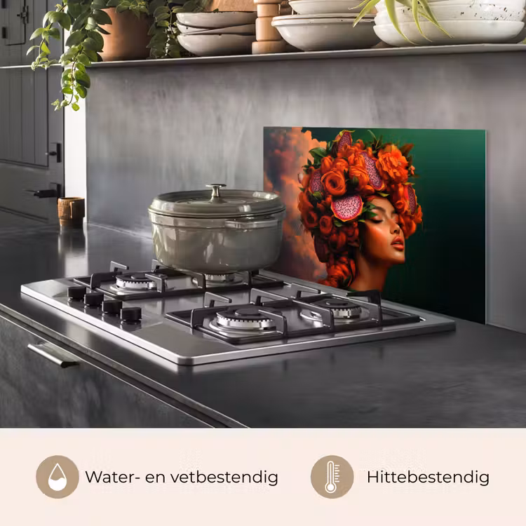 Spatscherm keuken - Vrouw - Drankenfruit - Rozen — 2