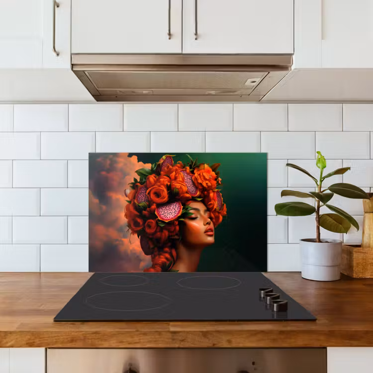 Spatscherm keuken - Vrouw - Drankenfruit - Rozen — 3
