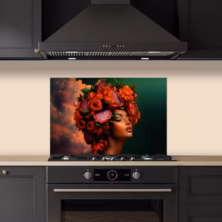Spatscherm keuken - Vrouw - Drankenfruit - Rozen — 5