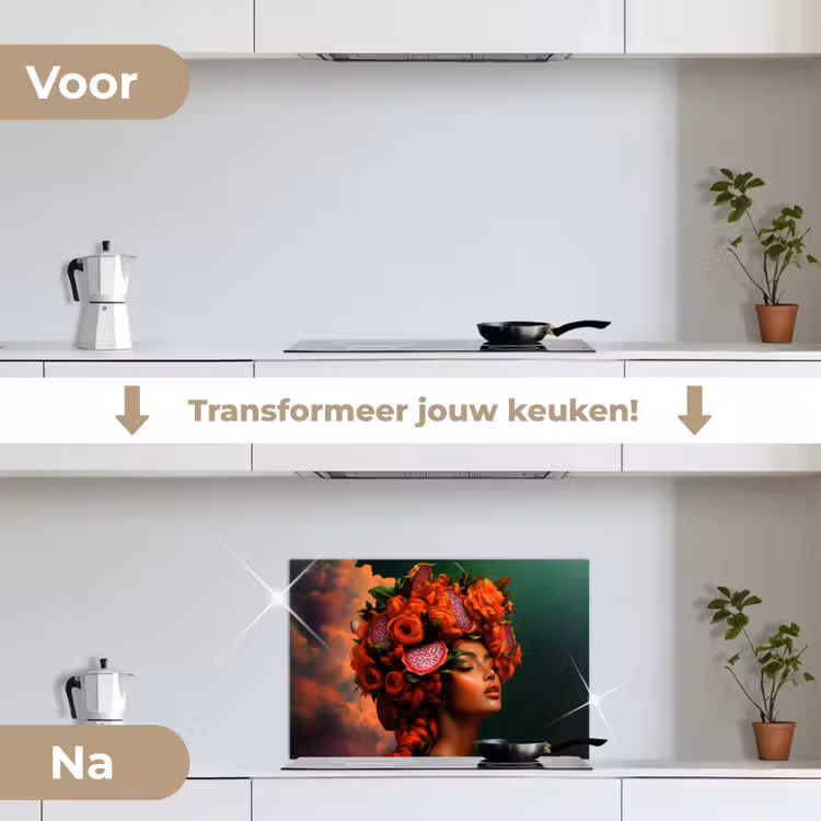 Spatscherm keuken - Vrouw - Drankenfruit - Rozen — 7