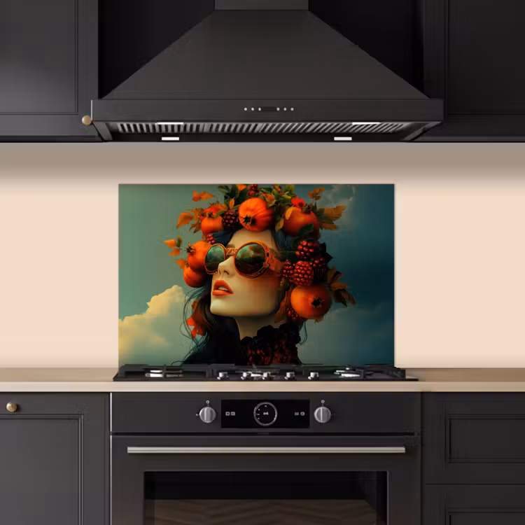 Spatscherm keuken - Vrouw - Granaatappel - Herfst - Zonnebril — 5