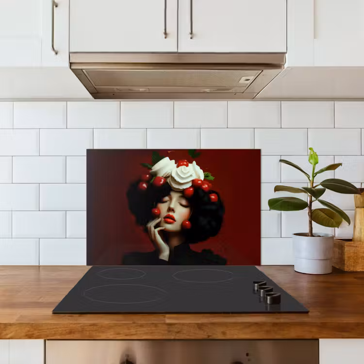 Spatscherm keuken - Vrouw - Kersen - Slagroom — 3