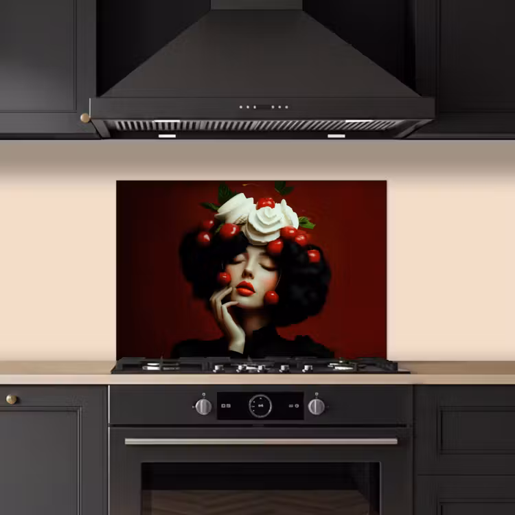 Spatscherm keuken - Vrouw - Kersen - Slagroom — 5