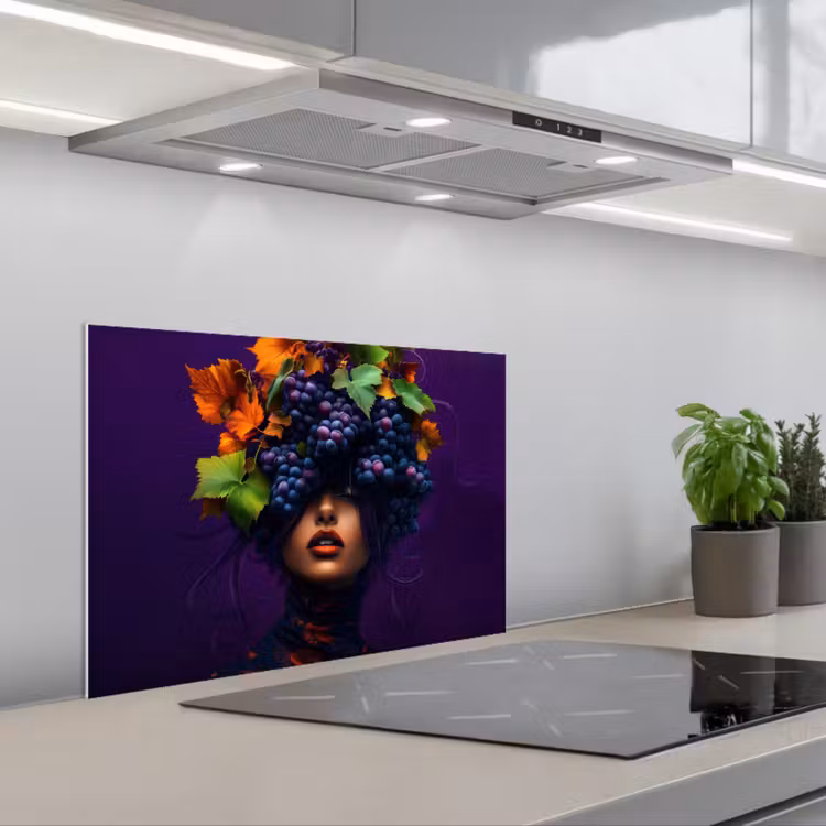 Spatscherm keuken - Vrouw - Paars - Druiven — 1