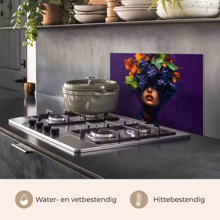 Spatscherm keuken - Vrouw - Paars - Druiven — 2