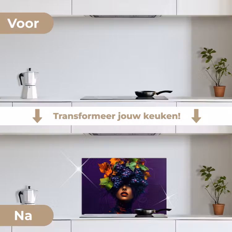 Spatscherm keuken - Vrouw - Paars - Druiven — 7