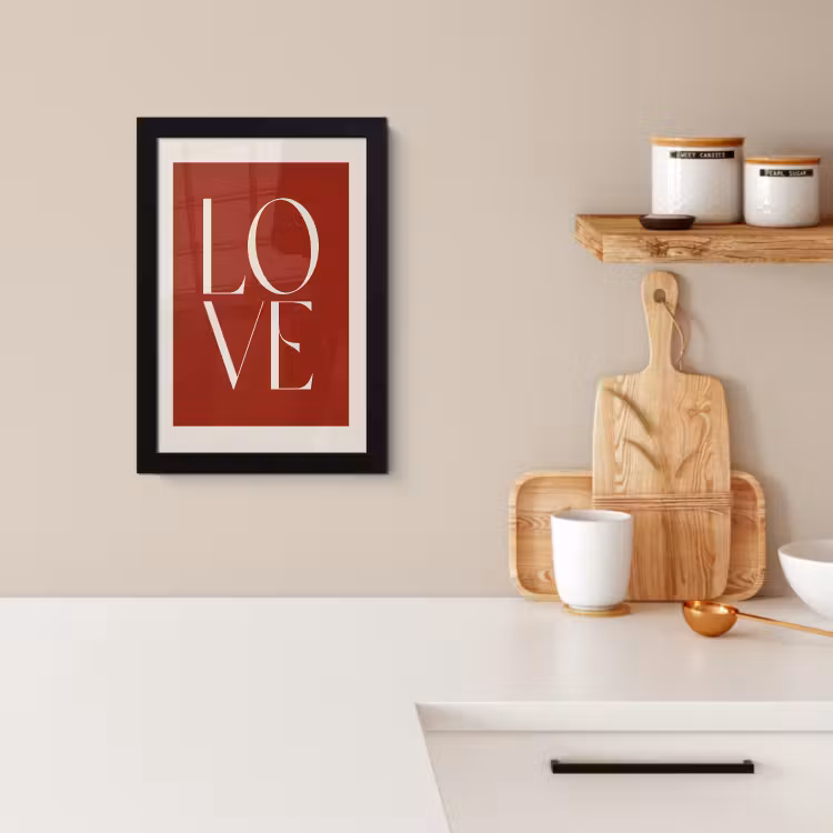 Poster met lijst - Love - Rood - Minimalistisch — 2