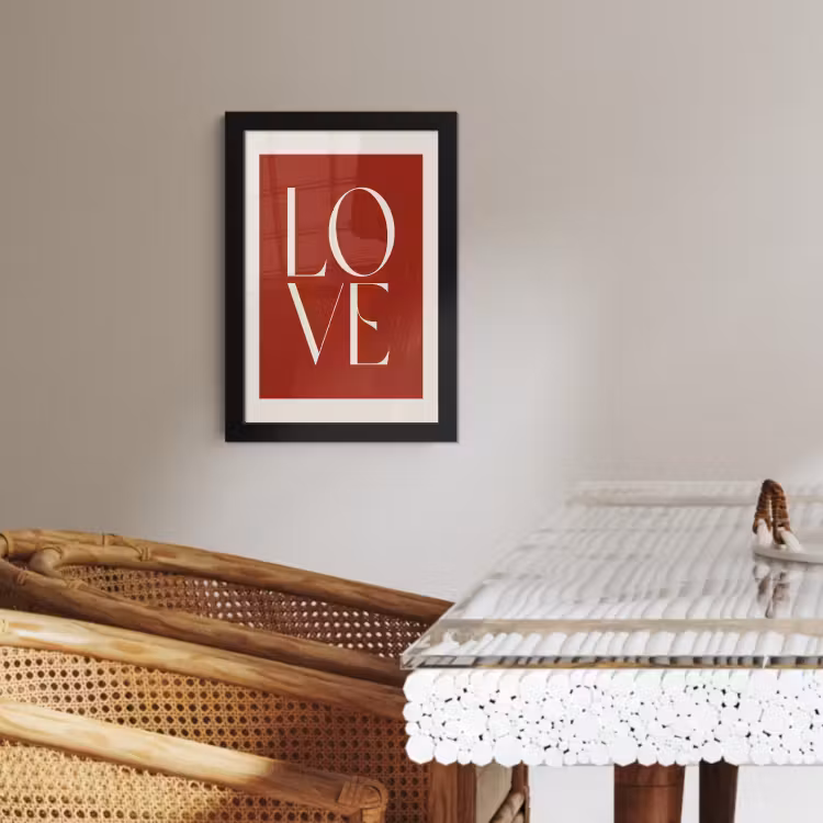 Poster met lijst - Love - Rood - Minimalistisch — 3