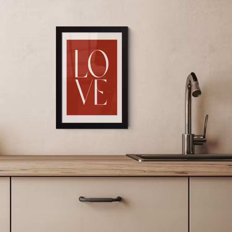 Poster met lijst - Love - Rood - Minimalistisch — 4